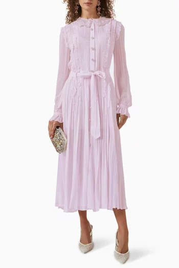 Pleated Midi Dress in Georgette
