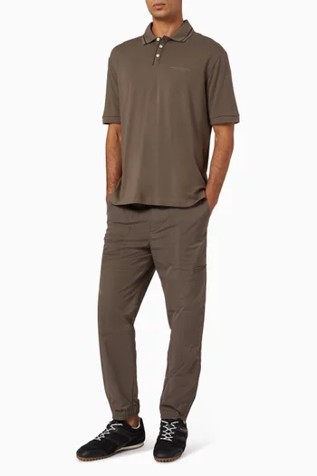 AX Logo Polo Shirt in Stretch Cotton-jersey