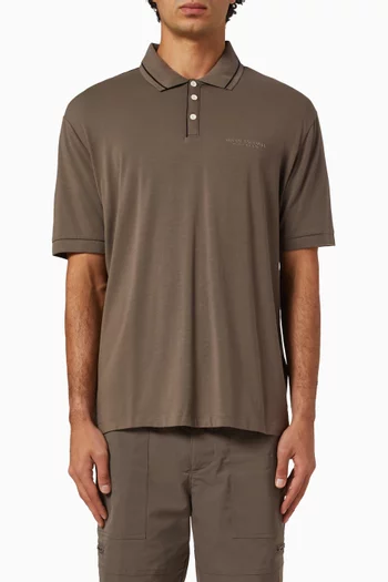AX Logo Polo Shirt in Stretch Cotton-jersey