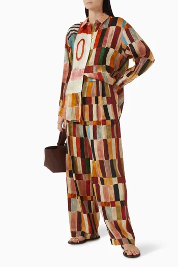 x LRNCE Marjorelle Wide-leg Pants in Linen Blend