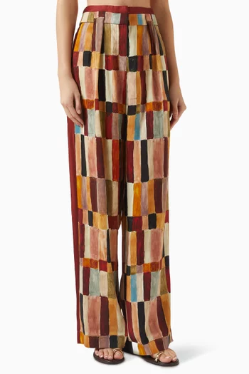 x LRNCE Marjorelle Wide-leg Pants in Linen Blend