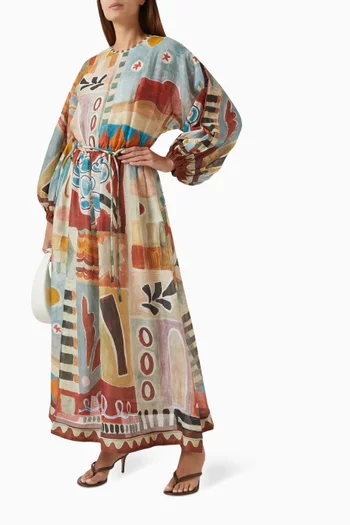 Michelle Belted Dress in Ramie