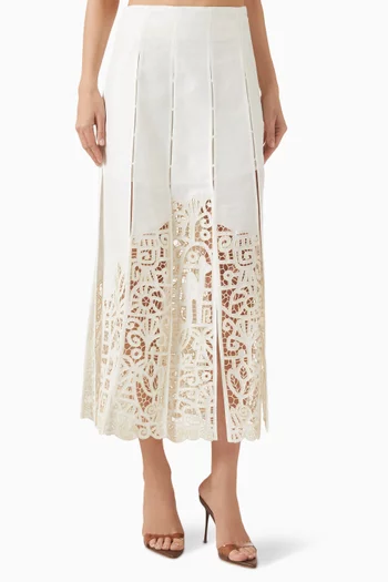Rosemary Embroidered Skirt in Linen Blend