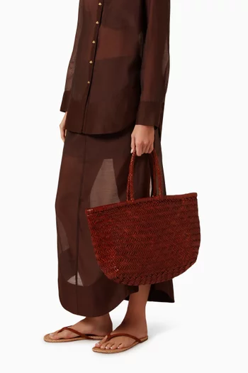 Bamboo Triple Jump Tote Bag in Buff Calf Leather