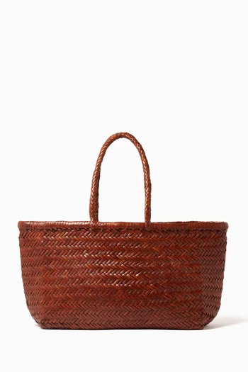 Bamboo Triple Jump Tote Bag in Buff Calf Leather