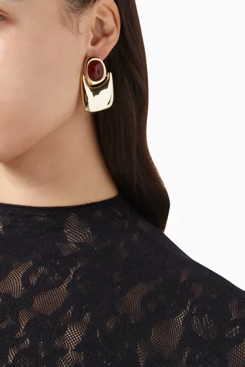 The Amber Honey Resin Statement Earrings in Gold-plated Brass