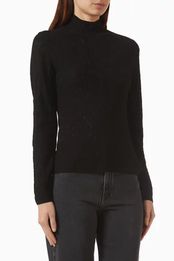Lace Turtleneck Top in Rayon Blend