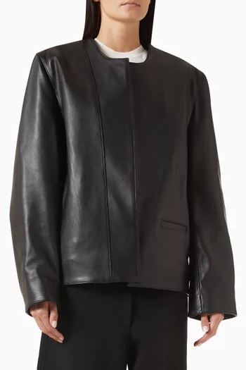 Minimal Biker Jacket in Leather