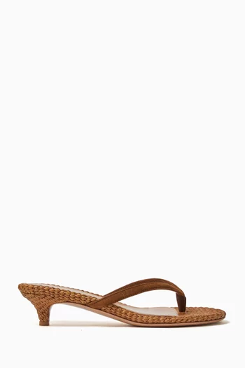 Thong Sandals in Raffia