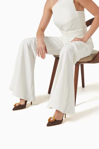Sarah 90 Slingback Pumps in Raffia & Leather