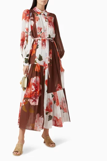 فستان اسبيريت طويل بكشكش قطن