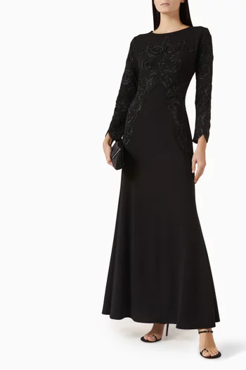 Bead-embellished Dress in Crepe
