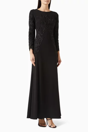 Bead-embellished Dress in Crepe