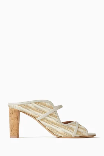 Norah 70 Mules in Raffia & Leather
