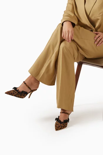 Cecile 70 Leopard-print Mules in Suede & Organza