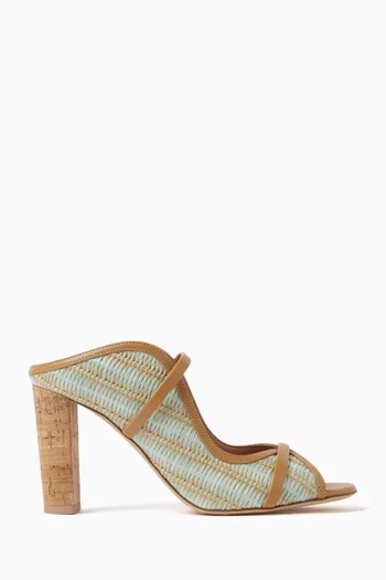 Norah 85 Mules in Raffia and Nappa