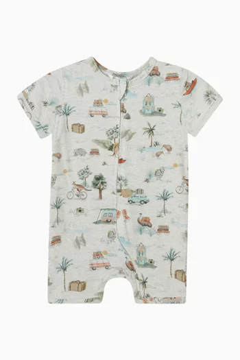 Ivan Camp-print Romper in Cotton