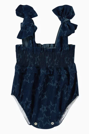 Shirred Star-motif Bodysuit in Denim