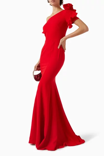 One-shoulder Mermaid Gown in Stretch-crepe