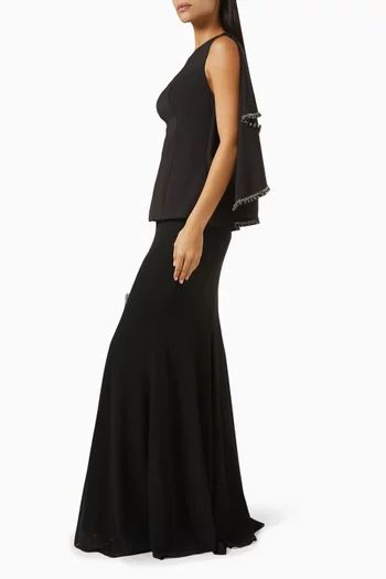 Inna Cape Top & Skirt Set in Crepe