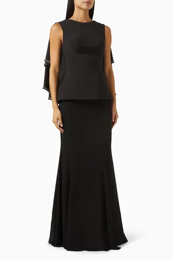 Inna Cape Top & Skirt Set in Crepe
