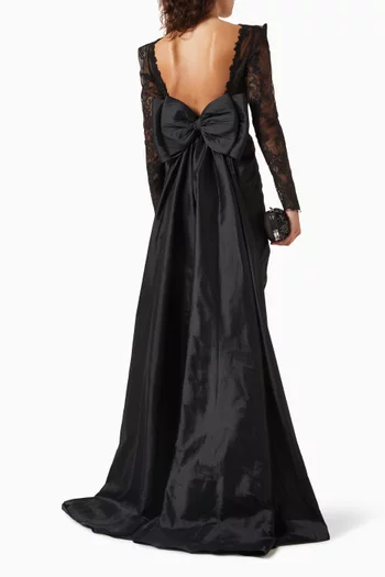 Vien Lace-trim Gown in Taffeta