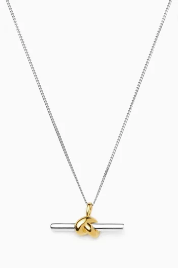 Lucy Williams T-bar Knot Necklace in 18kt Gold Vermeil & Sterling Silver