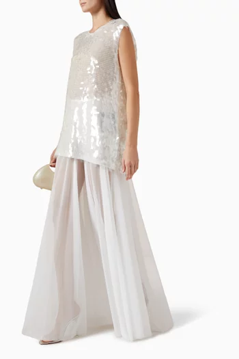 Flared Floor Skirt in Mesh