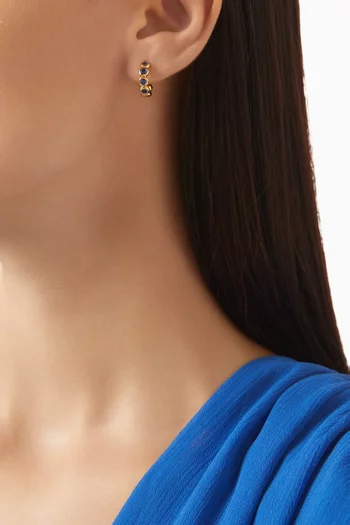 Small Tennis Hoop Earrings in 18kt Gold-plated Brass