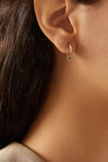 Mini Tennis Charm Hoop Earrings in 18kt Gold-plated Brass