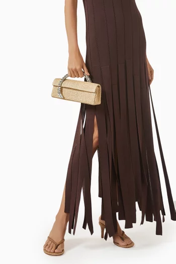 Karma Baguette Clutch in Raffia