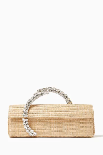 Karma Baguette Clutch in Raffia