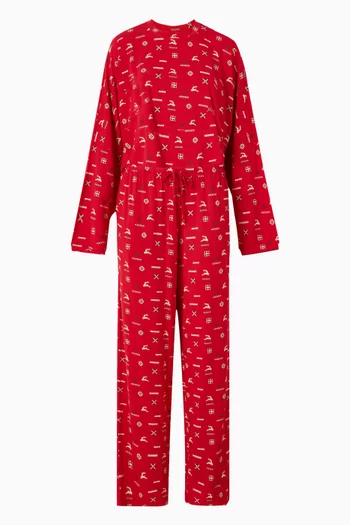 Crop Henley Top & Pants Sleep Set