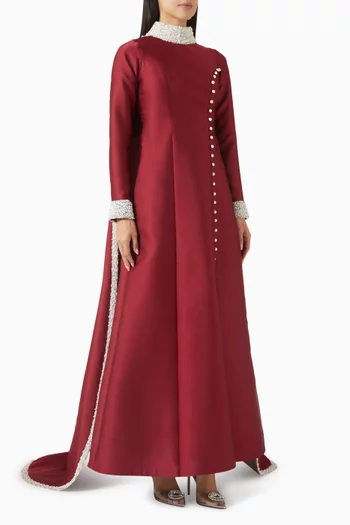 Eve Embellished Dress in Satin