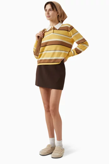 Crop Stripe Rugby Sweater in Cashmere