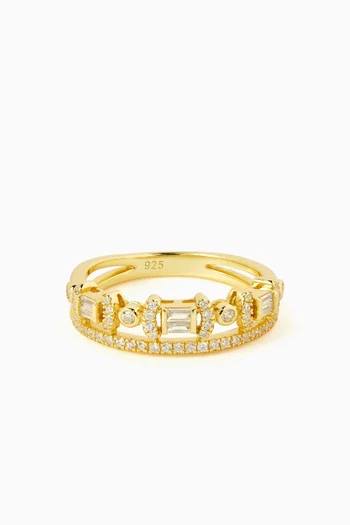 Double Baguette Ring in Gold-plated Sterling Silver