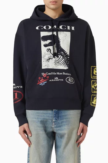 Dinosaur Collage Relaxed Hoodie in Organic Cotton