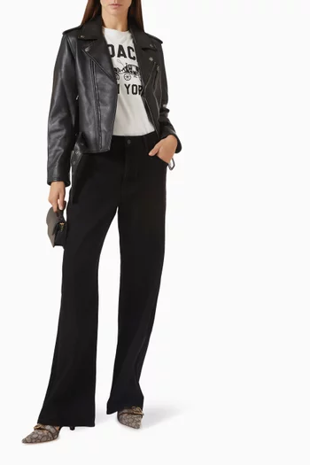 Belted Moto Jacket in Sheep Leather