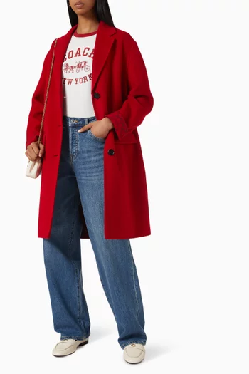 Single Breasted Double Faced Coat in Wool-blend