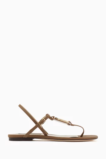 Metal T-bar Sandals in Leather