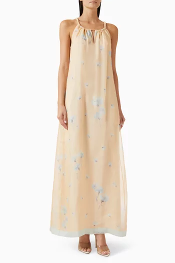 Floral-print Dress in Silk Organza