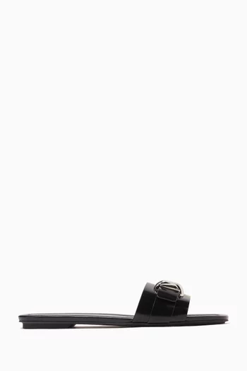 Metal Logo Sandals in Leather