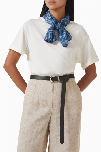 Wave-buckle Belt in Leather