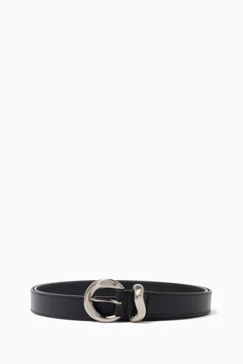 Wave-buckle Belt in Leather