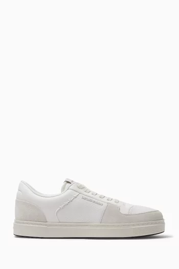 Logo Sneakers in Faux Suede & Mesh