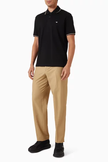 Micro Eagle Logo Polo Shirt in Cotton
