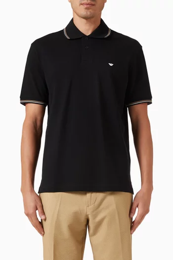 Micro Eagle Logo Polo Shirt in Cotton
