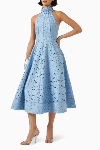 Nuvola Halter Midi Dress in Cotton