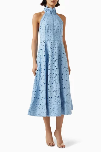 Nuvola Halter Midi Dress in Cotton