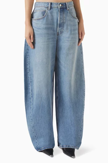 Blow-up Crytsal Hotfix Baggy Jeans in Denim